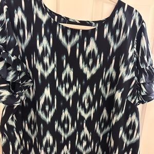 Brand: Lane Bryant Size: 20 Color: Navy/ White Short Sleeve/ Ruffle